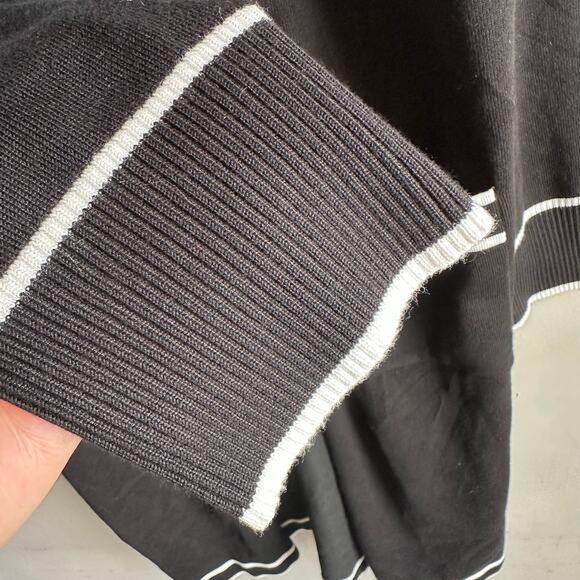 Essentials Milano Long Open Front Cardigan Duster Sweater Black White Gold - Picture 5 of 9